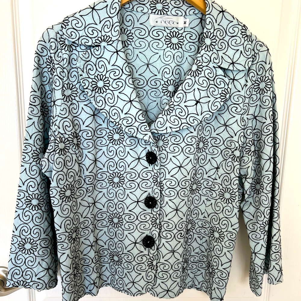 Nwot embroidered linen vintage spring jacket / blazer